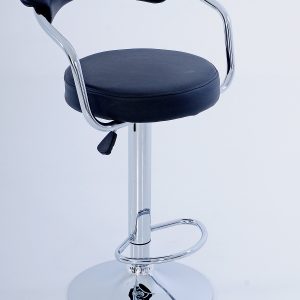 Round back barstool black pleather chrome base and footring